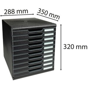 Exacompta Box à tiroirs MODULO DIN A4 noir 10 tiroirs fermés