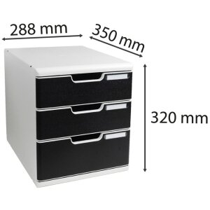 Exacompta Boîte à tiroirs MODULO A4 3 tiroirs fermés noir