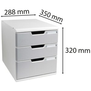 Exacompta 325041D Boîte à tiroirs MODULO A4 3 tiroirs fermés