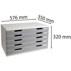 Exacompta Box à tiroirs MODULO A3 5 tiroirs fermés gris pierre