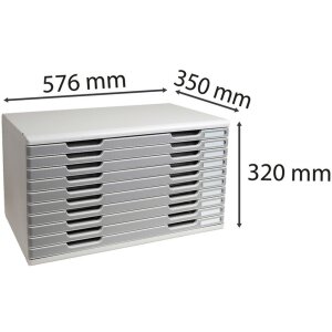 Exacompta Boîte à tiroirs MODULO A3 10 tiroirs fermés gris pierre