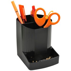 Exacompta Pot à crayons Mini Octo Ecoblack Noir 3 compartiments plastique recyclé