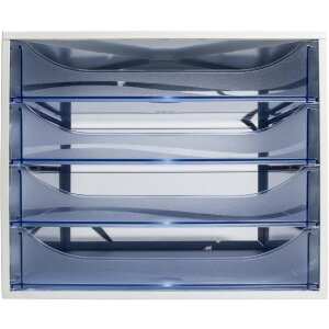 Exacompta 228610D ECOBOX Boîte à tiroirs 4 tiroirs bleu glacier A4