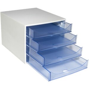 Exacompta 228610D ECOBOX Boîte à tiroirs 4 tiroirs bleu glacier A4