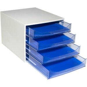 Exacompta 228610D ECOBOX Boîte à tiroirs 4 tiroirs bleu glacier A4