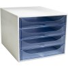 Exacompta 228610D ECOBOX Boîte à tiroirs 4 tiroirs bleu glacier A4