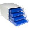 Exacompta 228610D ECOBOX Boîte à tiroirs 4 tiroirs bleu glacier A4