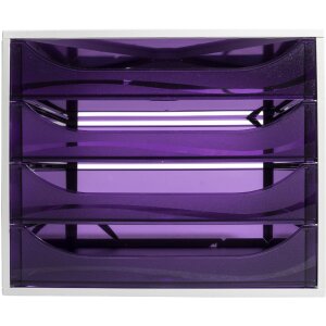 Exacompta 228619D ECOBOX Boîte à tiroirs 4 tiroirs Violet