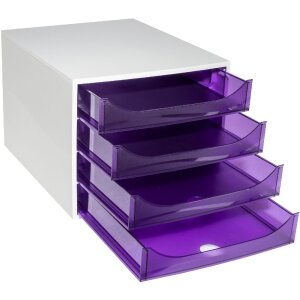 Exacompta 228619D ECOBOX Boîte à tiroirs 4 tiroirs Violet