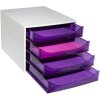 Exacompta 228619D ECOBOX Boîte à tiroirs 4 tiroirs Violet