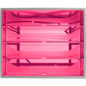 Exacompta ECOBOX 4 tiroirs framboise 348x284x234mm DIN A4