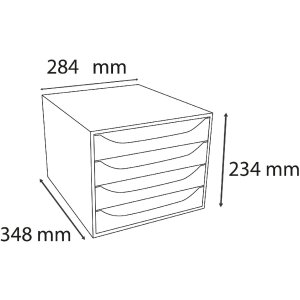 Exacompta ECOBOX 4 tiroirs framboise 348x284x234mm DIN A4