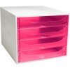 Exacompta ECOBOX 4 tiroirs framboise 348x284x234mm DIN A4