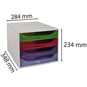 Exacompta ECOBOX boîte à tiroirs 4 tiroirs arc-en-ciel