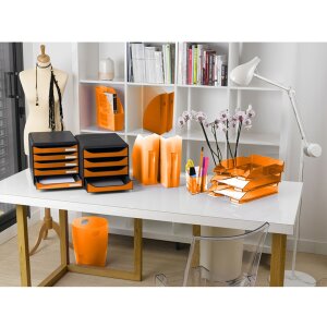 Exacompta Corbeille à papier ECOBIN 15 litres Office Orange 26,3x26,3x33,5 cm