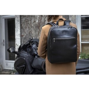 Exacompta 17637E Sac à dos pour ordinateur portable en cuir noir hydrofuge 17 pouces Exactive