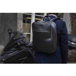 Exacompta 17637E Sac à dos pour ordinateur portable en cuir noir hydrofuge 17 pouces Exactive