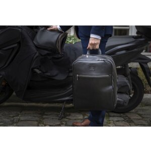 Exacompta 17637E Sac à dos pour ordinateur portable en cuir noir hydrofuge 17 pouces Exactive