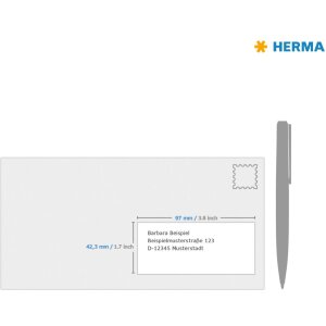 Étiquettes jet dencre HERMA résistantes aux intempéries A4, 97,0 x 42,3 mm, blanches, adhésives en permanence