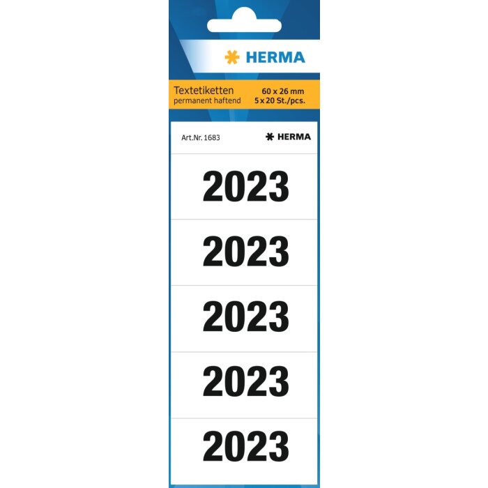 Annuaires HERMA 2023 pour classeurs, 60 x 26 mm, blanc, adhésif permanent