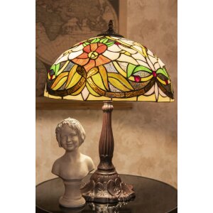 LumiLamp 5LL-6126 Lampe de table Tiffany Ø 41x58 cm E27-max 2x60W Beige Fleurs