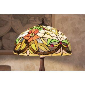 LumiLamp 5LL-6126 Lampe de table Tiffany Ø 41x58 cm E27-max 2x60W Beige Fleurs