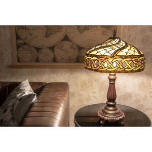 LumiLamp 5LL-6136 Lampe de table Tiffany Ø 38x57 cm E27-max 2x60W Marron