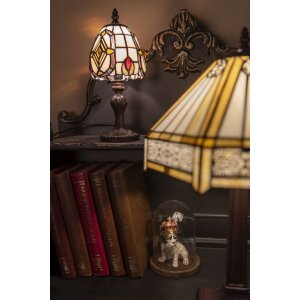 LumiLamp 5LL-6138 Lampe de table Tiffany 13x29 cm E14-max 1x40W Beige