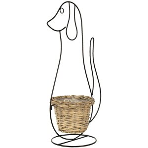 Clayre & Eef 5Y0987 Pot de fleurs pour intérieur chien noir 35x22x67 cm