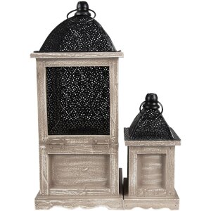 Clayre & Eef 64960 Lot de 2 lanternes marron 20x20x53 cm