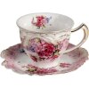 Clayre & Eef 6CE1270 Tasse à café avec soucoupe Blanc, Rose 200 ml