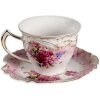 Clayre & Eef 6CE1270 Tasse à café avec soucoupe Blanc, Rose 200 ml