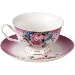 Clayre & Eef 6CE1275 Tasse à café avec soucoupe lilas 200 ml