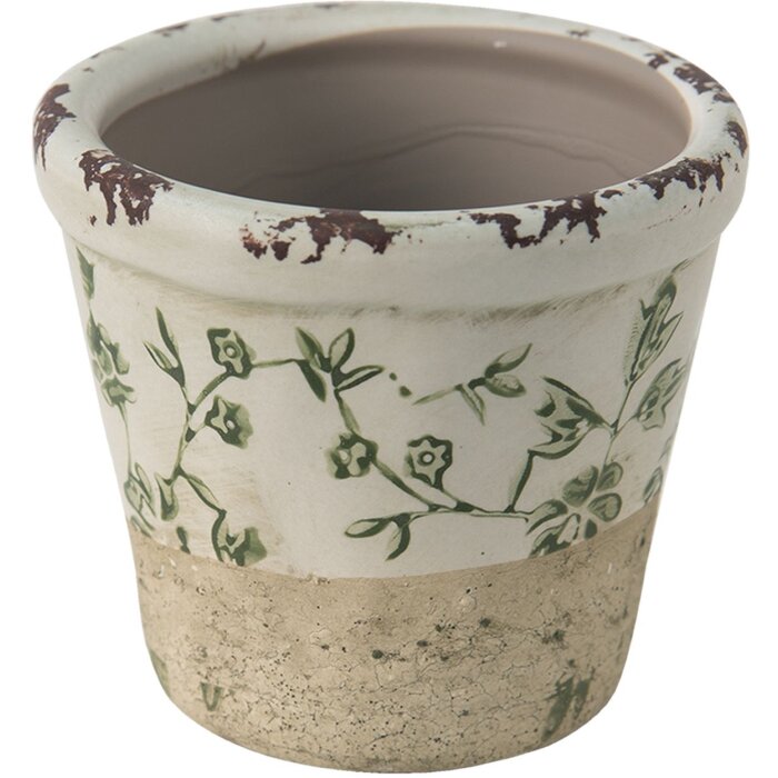 Clayre & Eef 6CE1384S Pot de fleurs pour intérieur Vert, Blanc Ø 8x7 cm