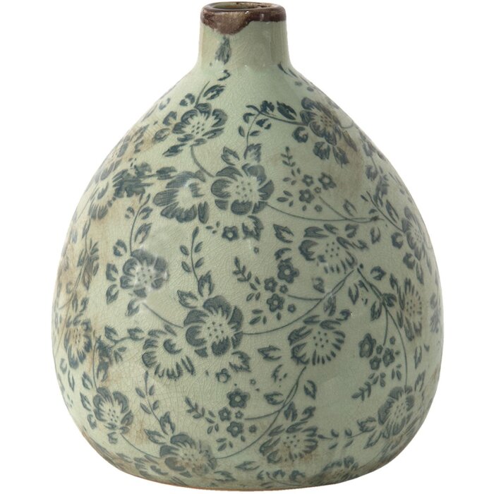 Clayre & Eef 6CE1391M Vase décoratif bleu, blanc Ø 17x19 cm