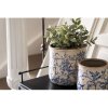 Clayre & Eef 6CE1396L Pot de fleurs pour intérieur Bleu, Blanc Ø 17x16 cm