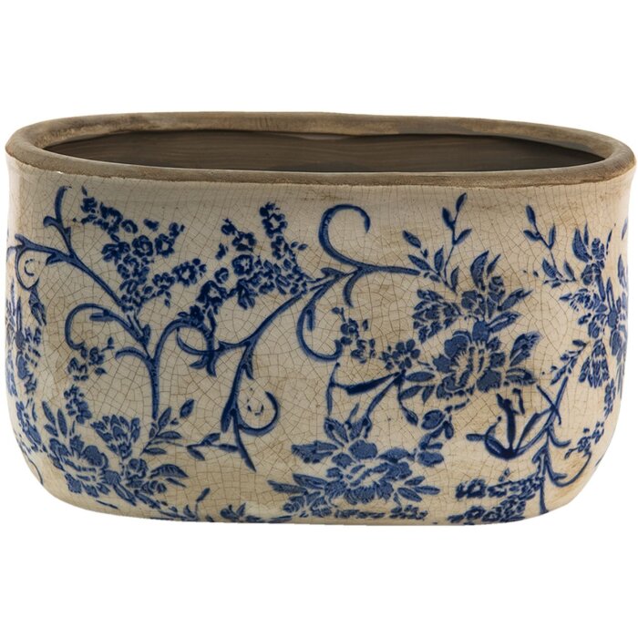 Clayre & Eef 6CE1398L Pot de fleurs pour lintérieur bleu, blanc 22x12x13 cm