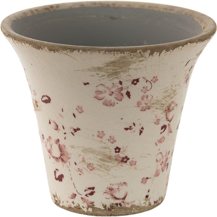 Clayre & Eef 6CE1418 Pot de fleurs pour lintérieur Rose, Beige Ø 12x11 cm