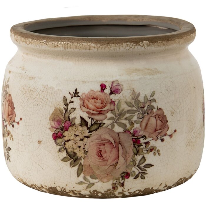 Clayre & Eef 6CE1419M Pot de fleurs pour lintérieur Rose, Beige Ø 15x13 cm