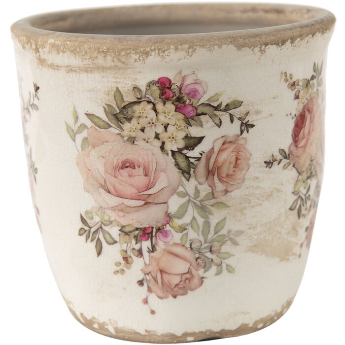 Clayre & Eef 6CE1421L Pot de fleurs pour lintérieur Rose, Beige Ø 14x13 cm