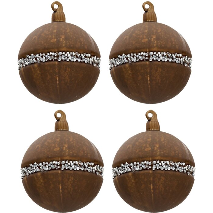 Clayre & Eef 6GL3271 Boules de Noël, set de 4, brun Ø 8 cm