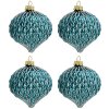 Clayre & Eef 6GL3286 Boules de Noël, set de 4, bleu Ø 8 cm