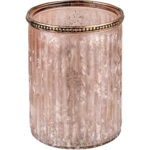 Clayre & Eef 6GL3357 Bougeoir en verre Beige, Rose...