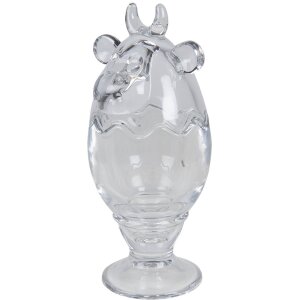 Clayre & Eef 6GL3387 Bonbonnière avec couvercle Vache Transparent Ø 8x19 cm