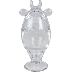 Clayre & Eef 6GL3387 Bonbonnière avec couvercle Vache Transparent Ø 8x19 cm