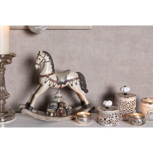 Clayre & Eef 6PR0036 Décorations de Noël Fixe Cheval à bascule Blanc 22x5x19 cm