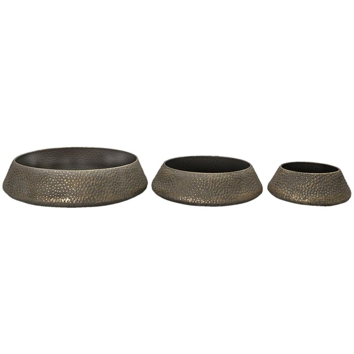 Clayre & Eef Plateau décoratif Set de 3 pièces Gris Ø 42x10 - Ø 34x9- Ø 24x9 cm