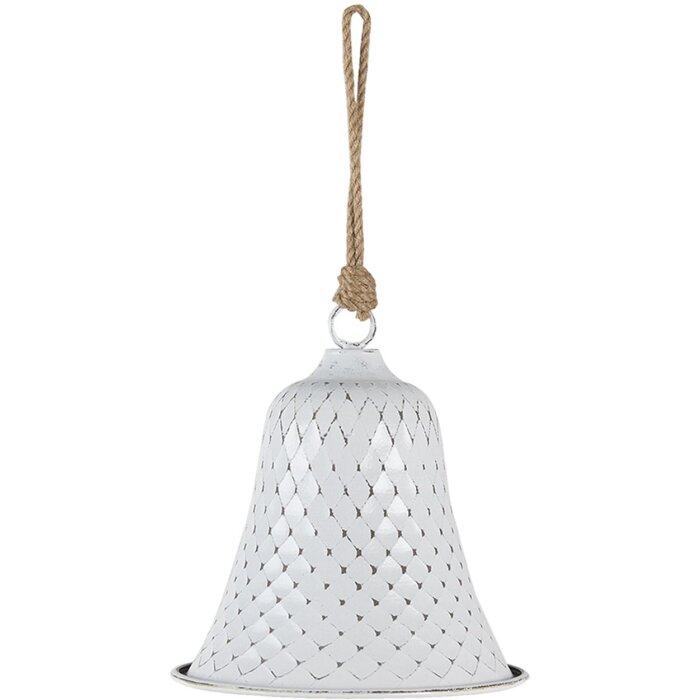 Clayre & Eef 6Y4607 Cloche de porte en fonte Sonnette blanche Ø 15x16 cm