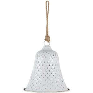 Clayre & Eef 6Y4607 Cloche de porte en fonte Sonnette blanche Ø 15x16 cm