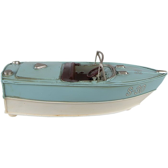 Clayre & Eef 6Y4609 Déco Mini modèle bateau turquoise 24x11x9 cm